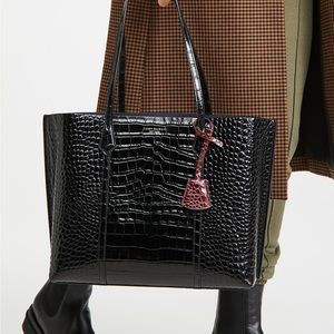 Tory Burch Perry Embossed / Croc Triple-Compartment Tote